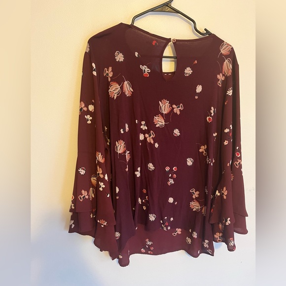 Loft Outlet Maroon Floral Blouse - Picture 2 of 3
